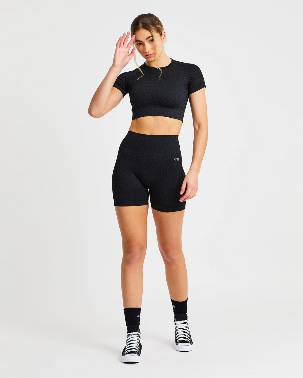 AYBL Evolve Speckle Seamless Crop Top Zwart | 9512860-LU