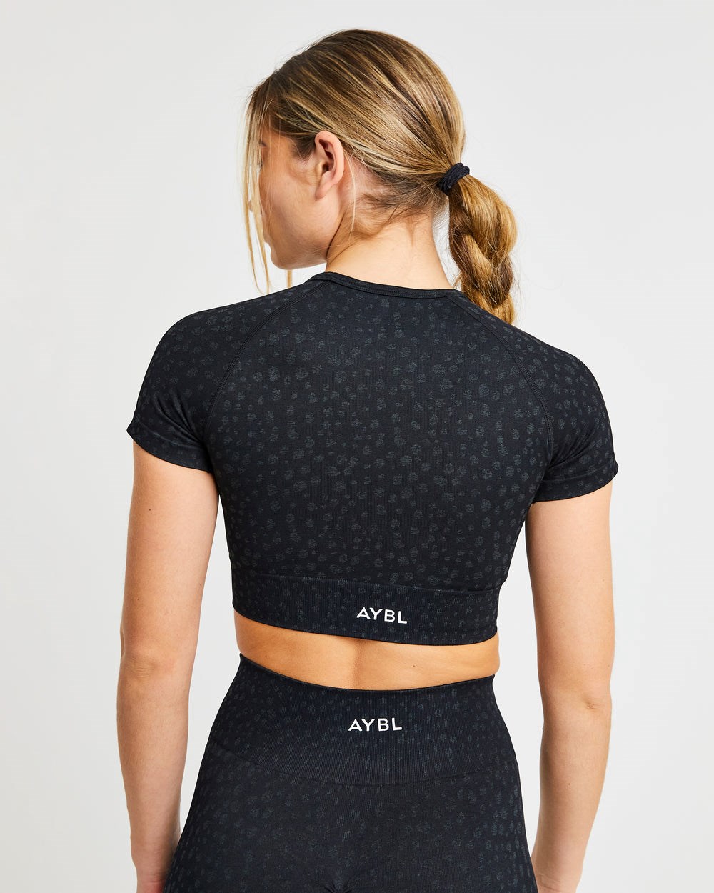 AYBL Evolve Speckle Seamless Crop Top Zwart | 9512860-LU