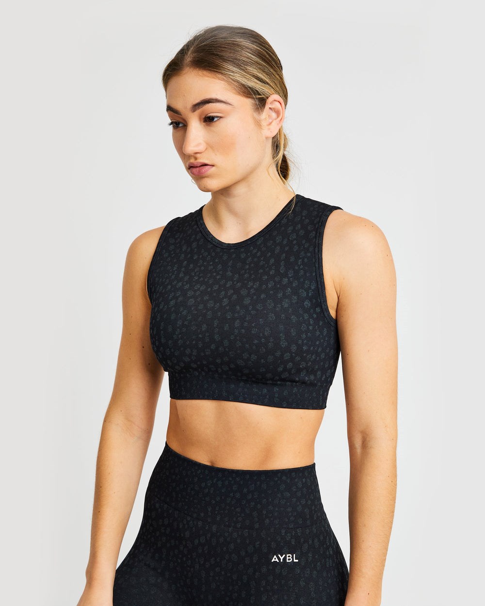 AYBL Evolve Speckle Seamless Crop Vest Zwart | 7685203-BD