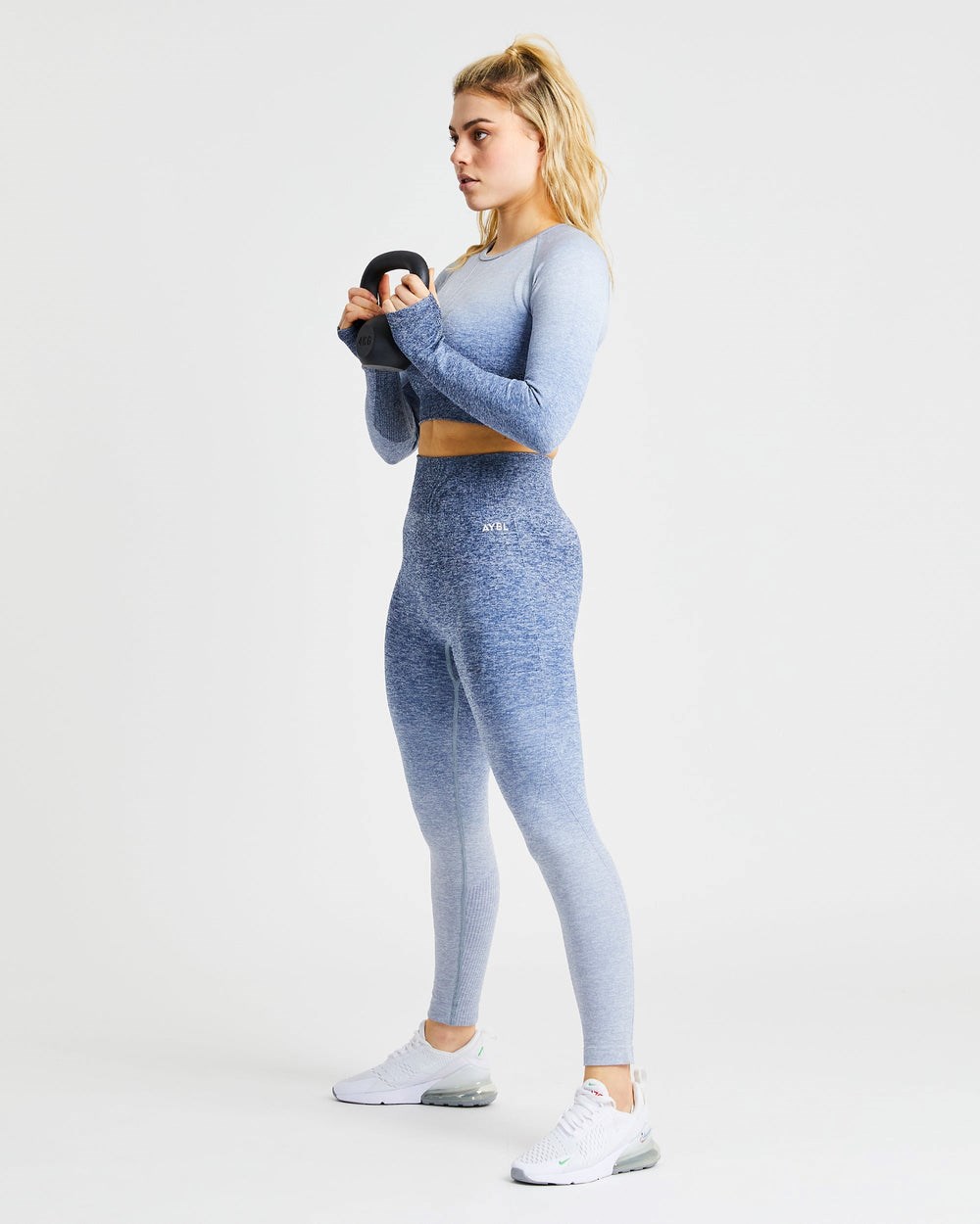 AYBL Pulse Ombré Seamless Long Sleeve Crop Top Donkerblauw | 2756940-UJ