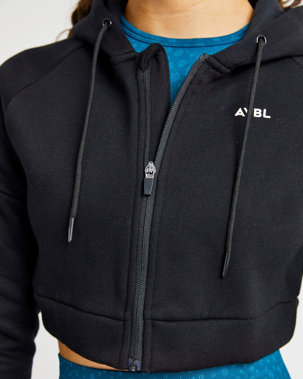 AYBL Beyond Crop Zip Hoodie Zwart | 5413802-YH