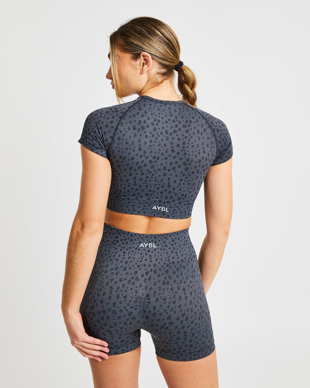 AYBL Evolve Speckle Seamless Crop Top Charcoal | 3948270-XM