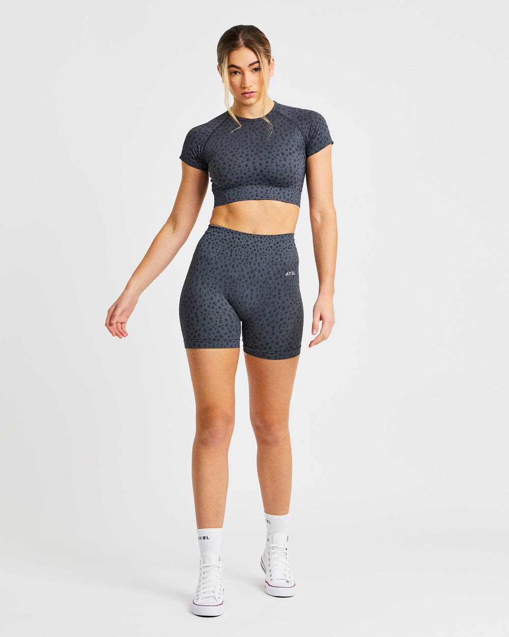 AYBL Evolve Speckle Seamless Crop Top Charcoal | 3948270-XM