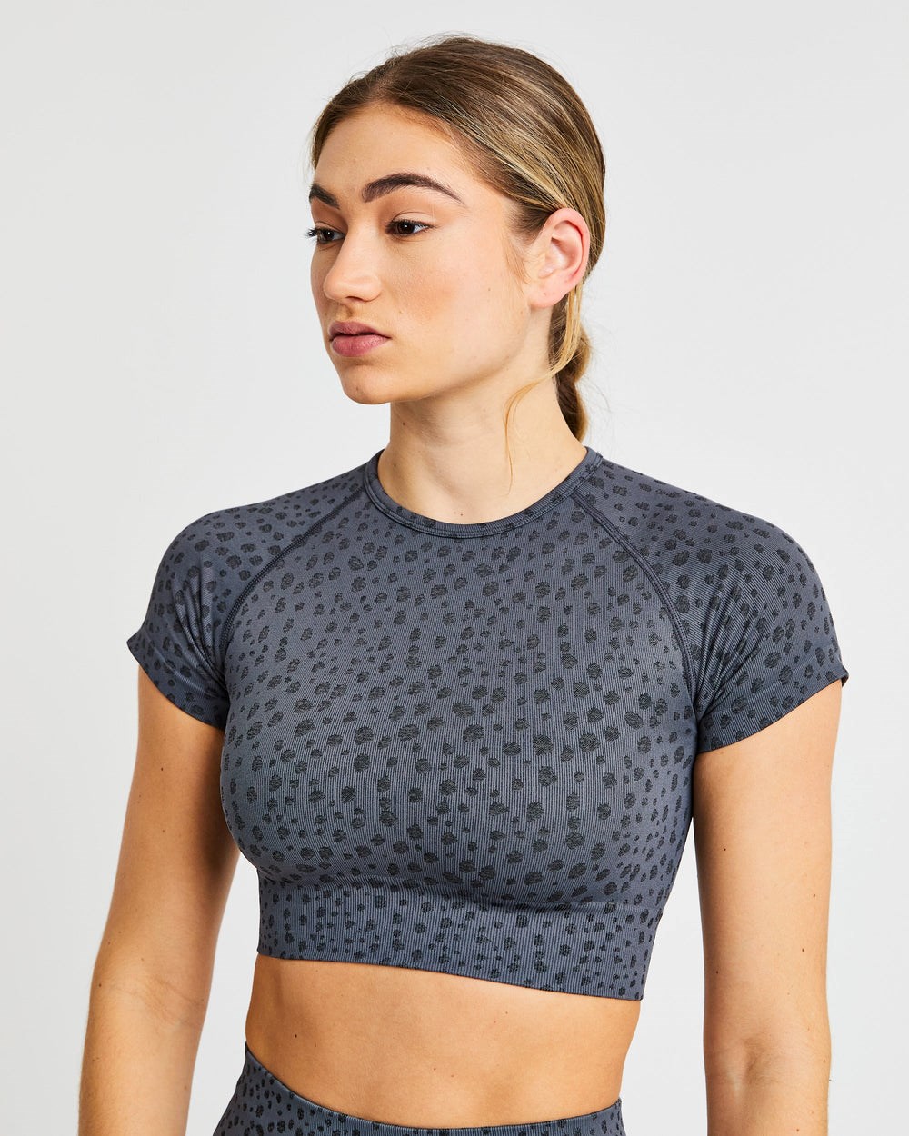 AYBL Evolve Speckle Seamless Crop Top Charcoal | 3948270-XM