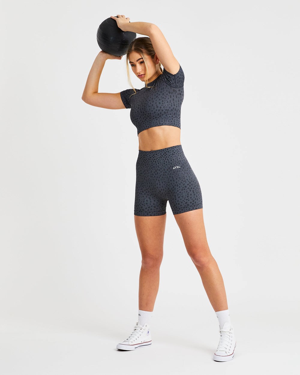 AYBL Evolve Speckle Seamless Crop Top Charcoal | 3948270-XM