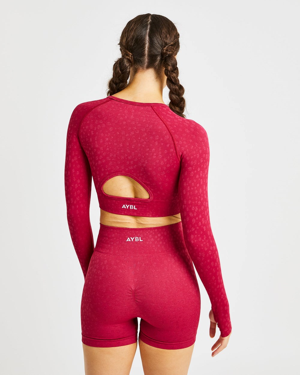 AYBL Evolve Speckle Seamless Long Sleeve Crop Top Raspberry | 5841672-HK