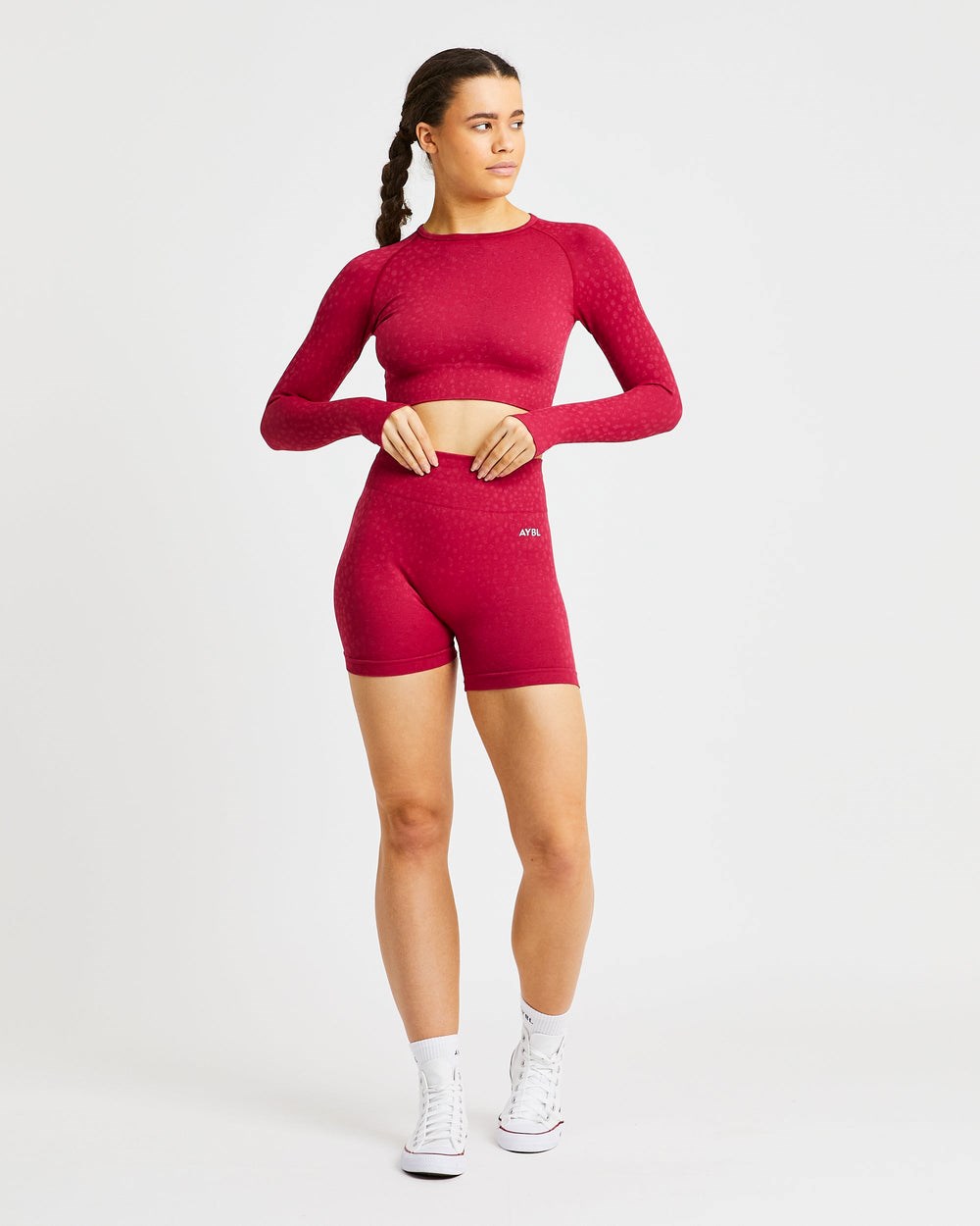 AYBL Evolve Speckle Seamless Long Sleeve Crop Top Raspberry | 5841672-HK