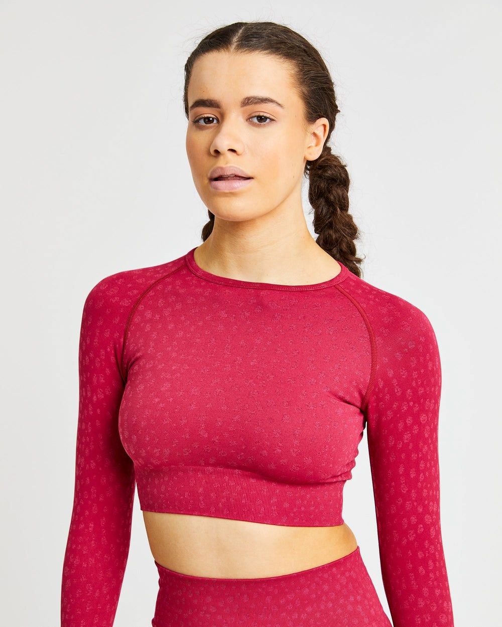 AYBL Evolve Speckle Seamless Long Sleeve Crop Top Raspberry | 5841672-HK