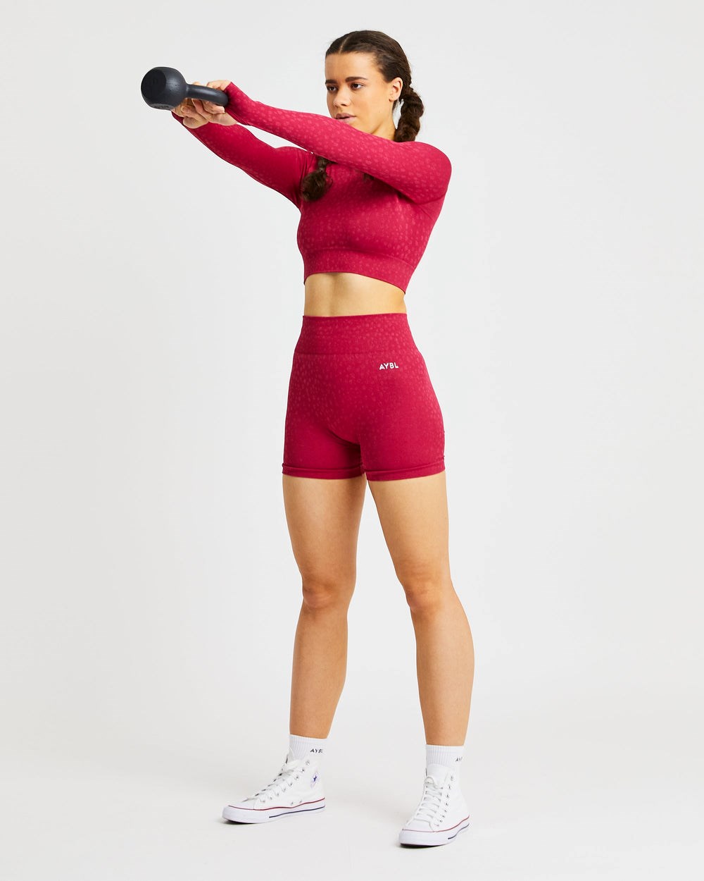 AYBL Evolve Speckle Seamless Long Sleeve Crop Top Raspberry | 5841672-HK