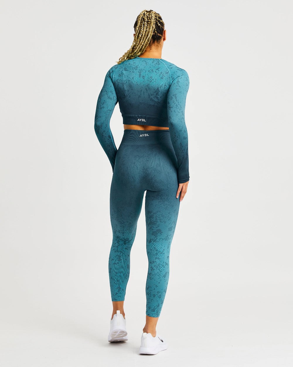 AYBL Flare Seamless Long Sleeve Crop Top Teal | 7421095-RB