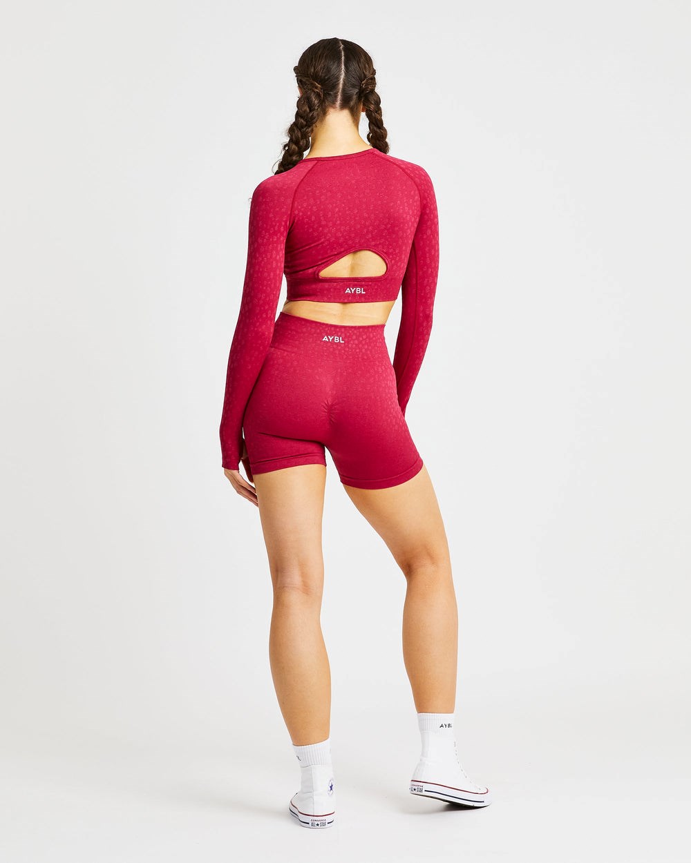 AYBL Evolve Speckle Seamless Long Sleeve Crop Top Raspberry | 5643089-LB