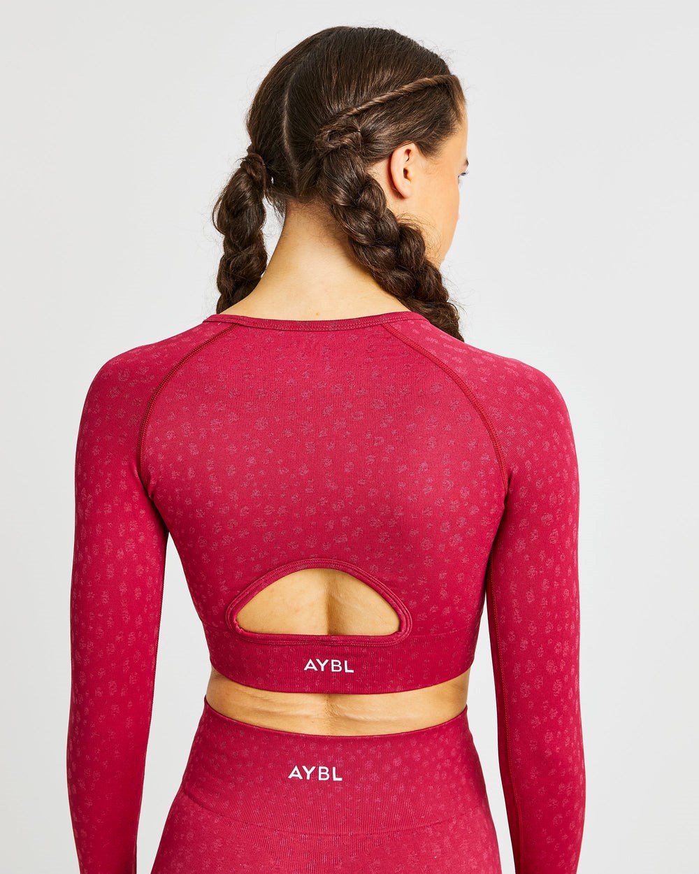 AYBL Evolve Speckle Seamless Long Sleeve Crop Top Raspberry | 5643089-LB