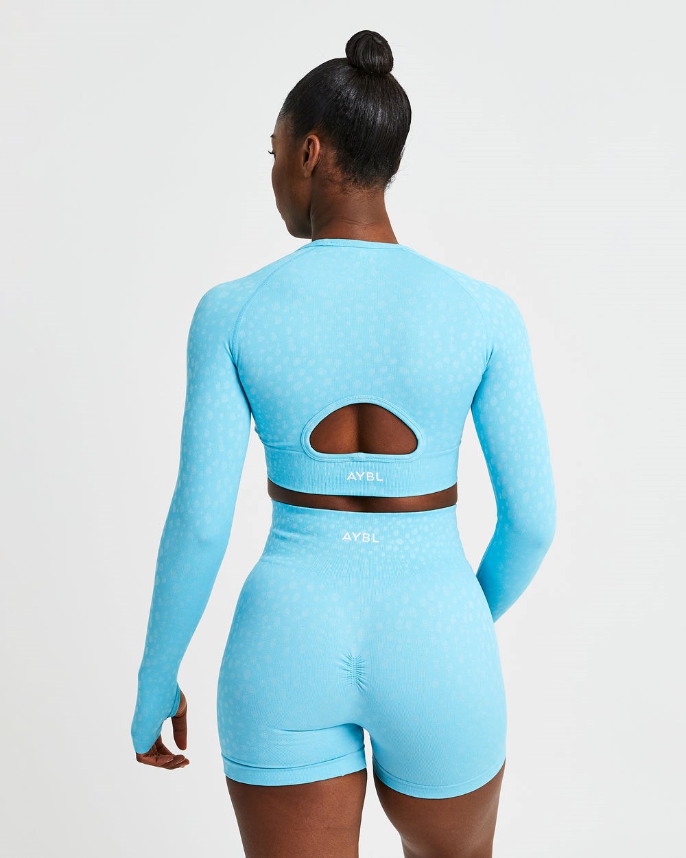 AYBL Evolve Speckle Seamless Long Sleeve Crop Top Lichtblauw | 7043168-OE