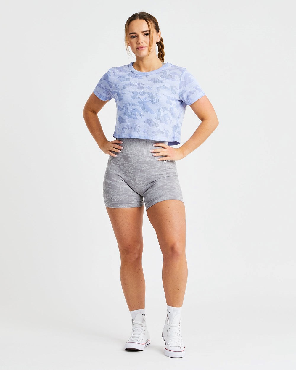 AYBL Evolve Camo Crop T Shirt Blauw | 0734268-PL