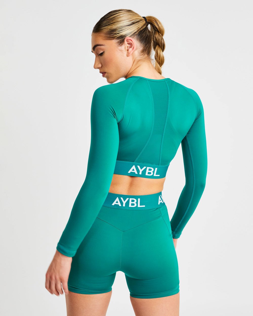 AYBL Training Long Sleeve Crop Top Teal | 5623894-MP