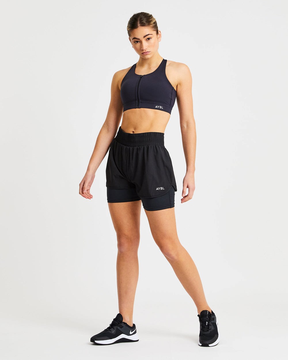 AYBL Sportive Zip Up Sports Bra Zwart | 7493158-IS