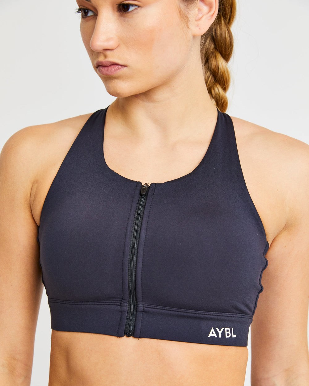 AYBL Sportive Zip Up Sports Bra Zwart | 7493158-IS