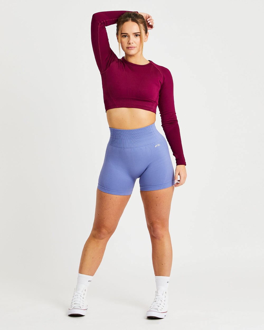 AYBL Balance V2 Seamless Long Sleeve Crop Top Paars | 7459603-SD