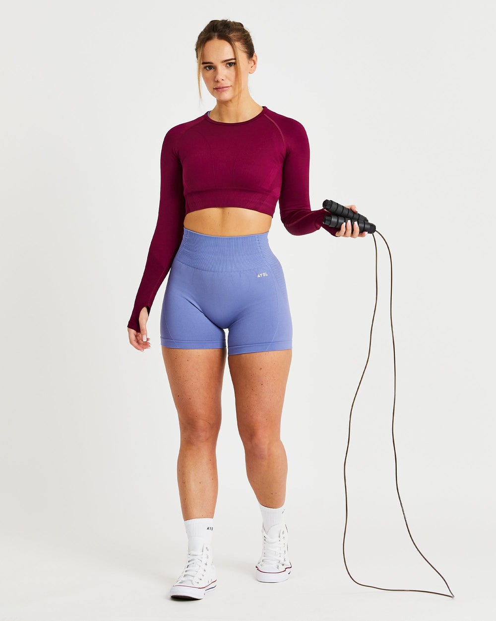 AYBL Balance V2 Seamless Long Sleeve Crop Top Paars | 7459603-SD