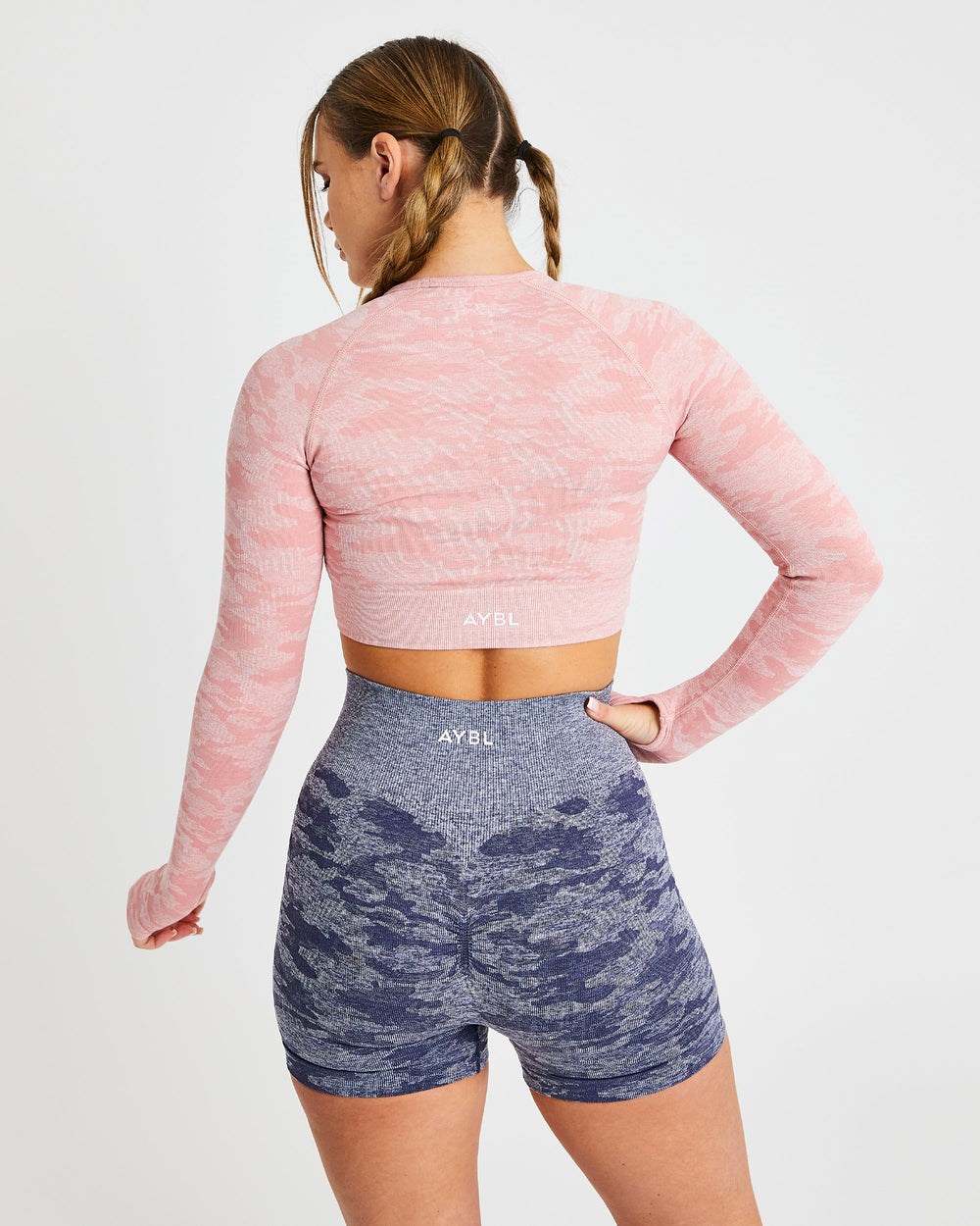 AYBL Evolve Camo Seamless Long Sleeve Crop Top Roze | 6105924-WX