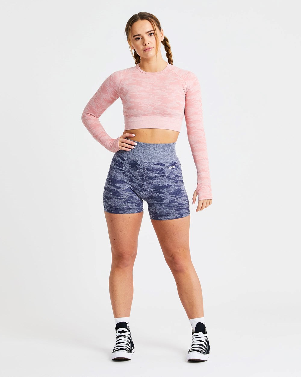 AYBL Evolve Camo Seamless Long Sleeve Crop Top Roze | 6105924-WX