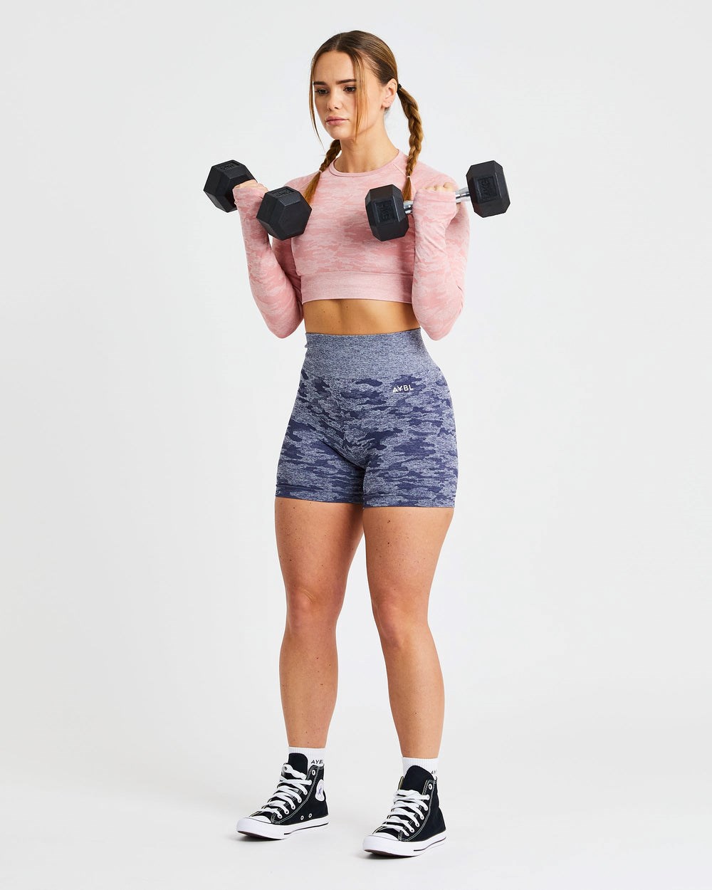 AYBL Evolve Camo Seamless Long Sleeve Crop Top Roze | 6105924-WX