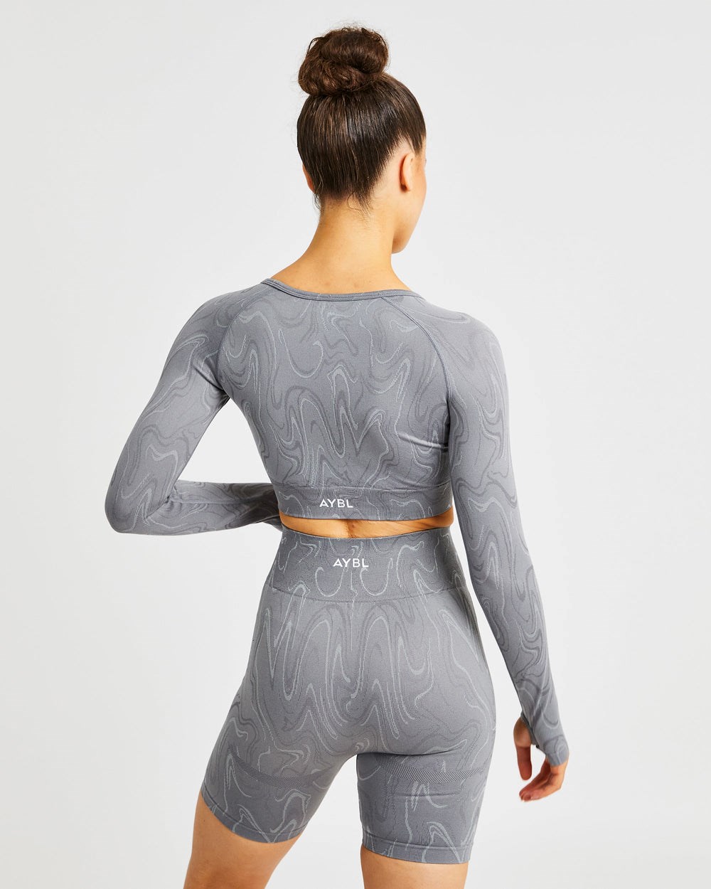 AYBL Velocity Seamless Long Sleeve Crop Top Grijs | 4826795-TP