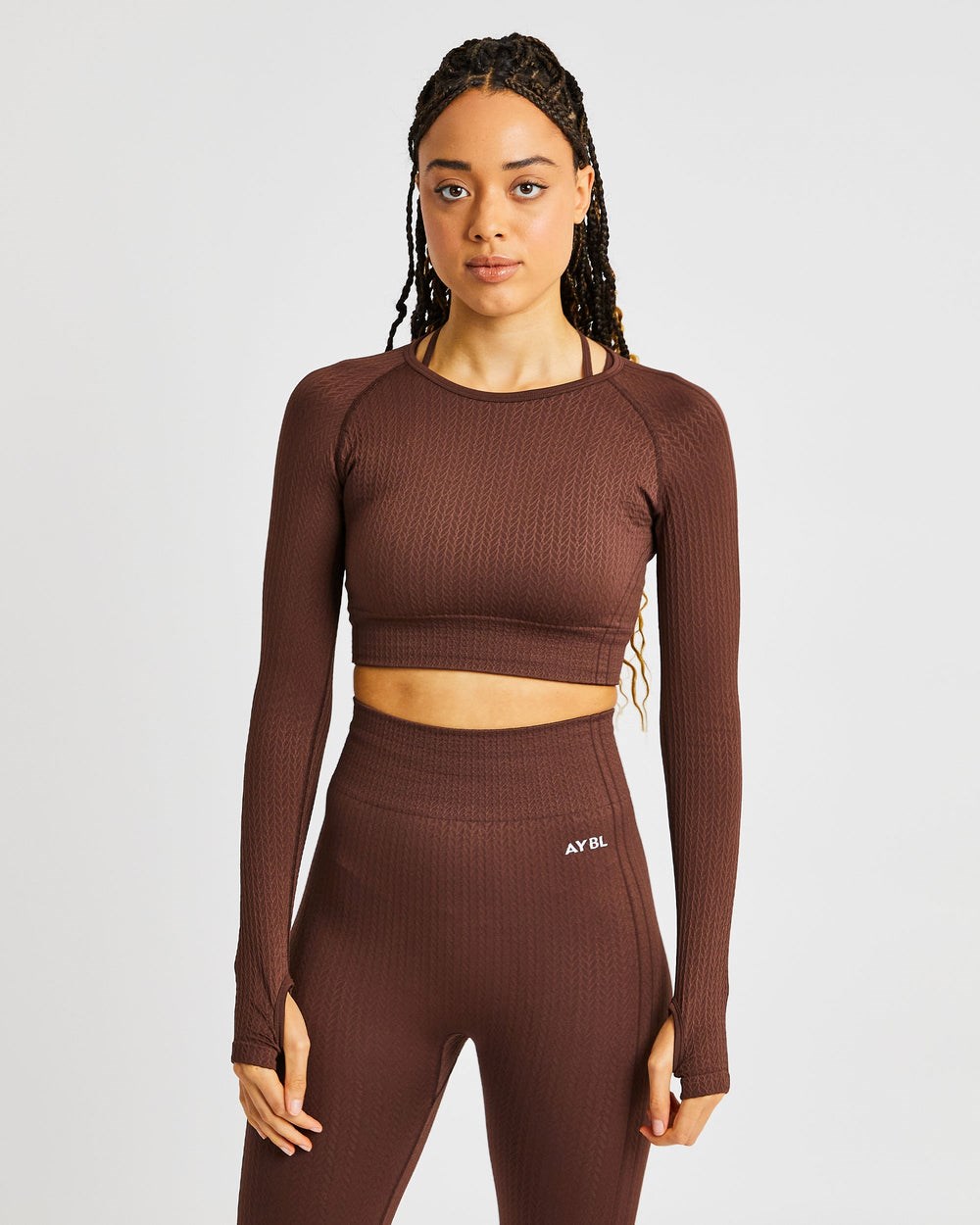 AYBL Luxe Seamless Long Sleeve Crop Top Bruin | 9608314-MG