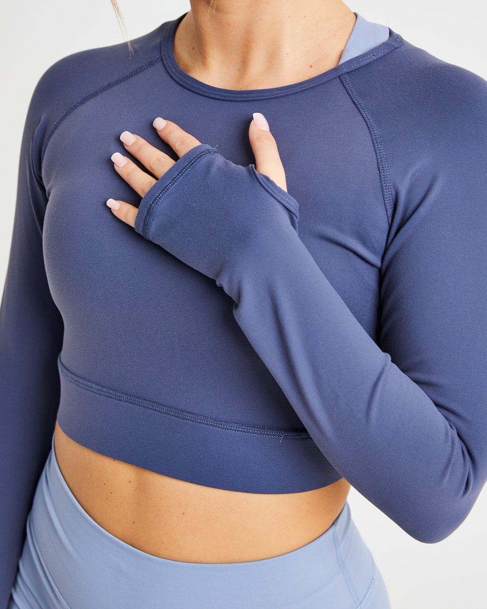 AYBL Core Long Sleeve Crop Top Donkerblauw Blauw | 6210789-OX