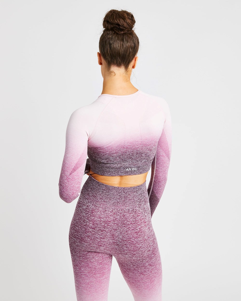 AYBL Pulse Ombré Seamless Long Sleeve Crop Top Plum | 5349601-TL