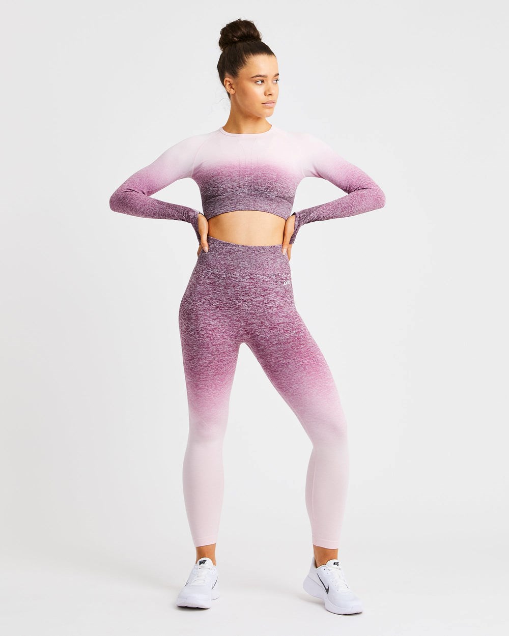 AYBL Pulse Ombré Seamless Long Sleeve Crop Top Plum | 5349601-TL