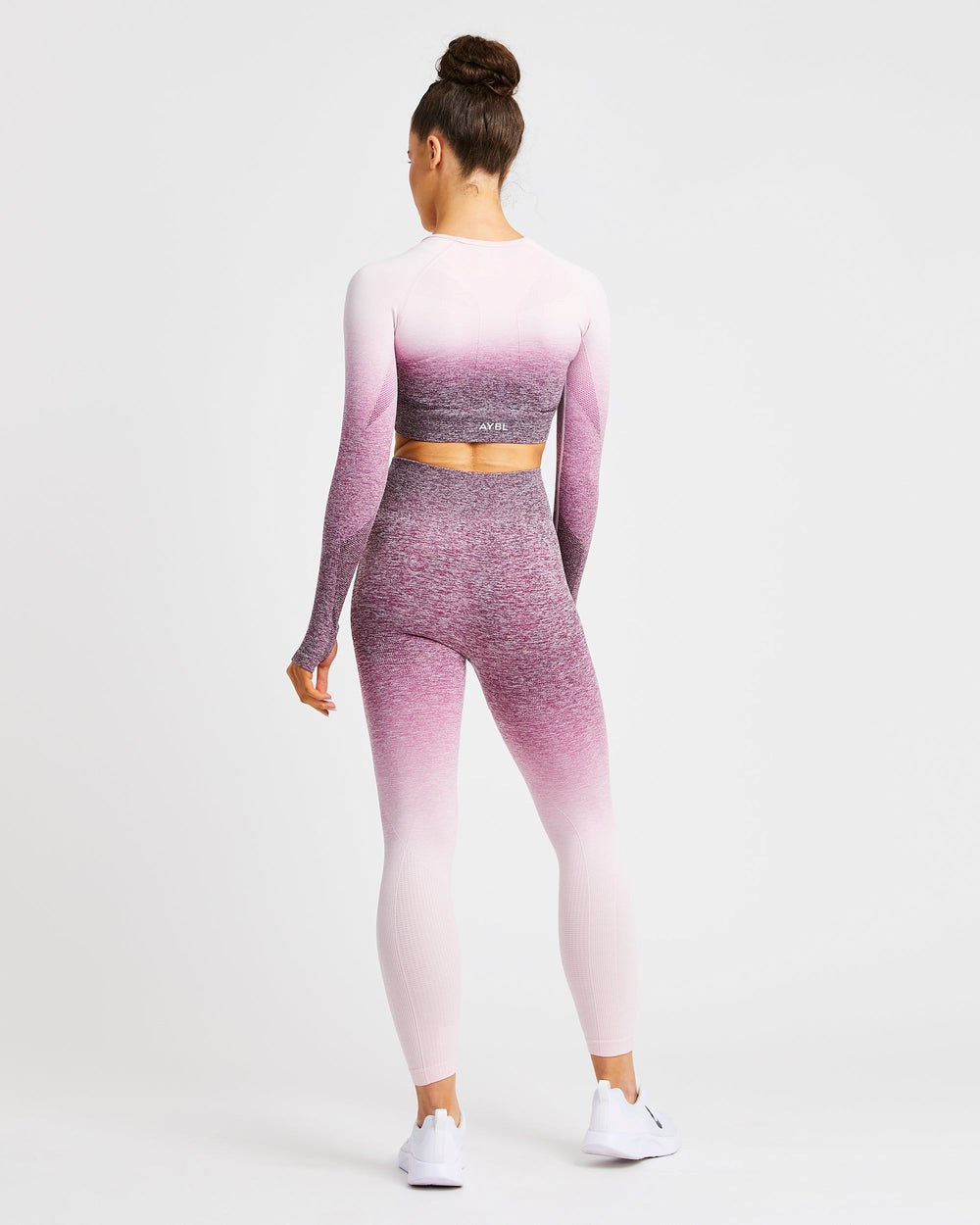 AYBL Pulse Ombré Seamless Long Sleeve Crop Top Plum | 5349601-TL