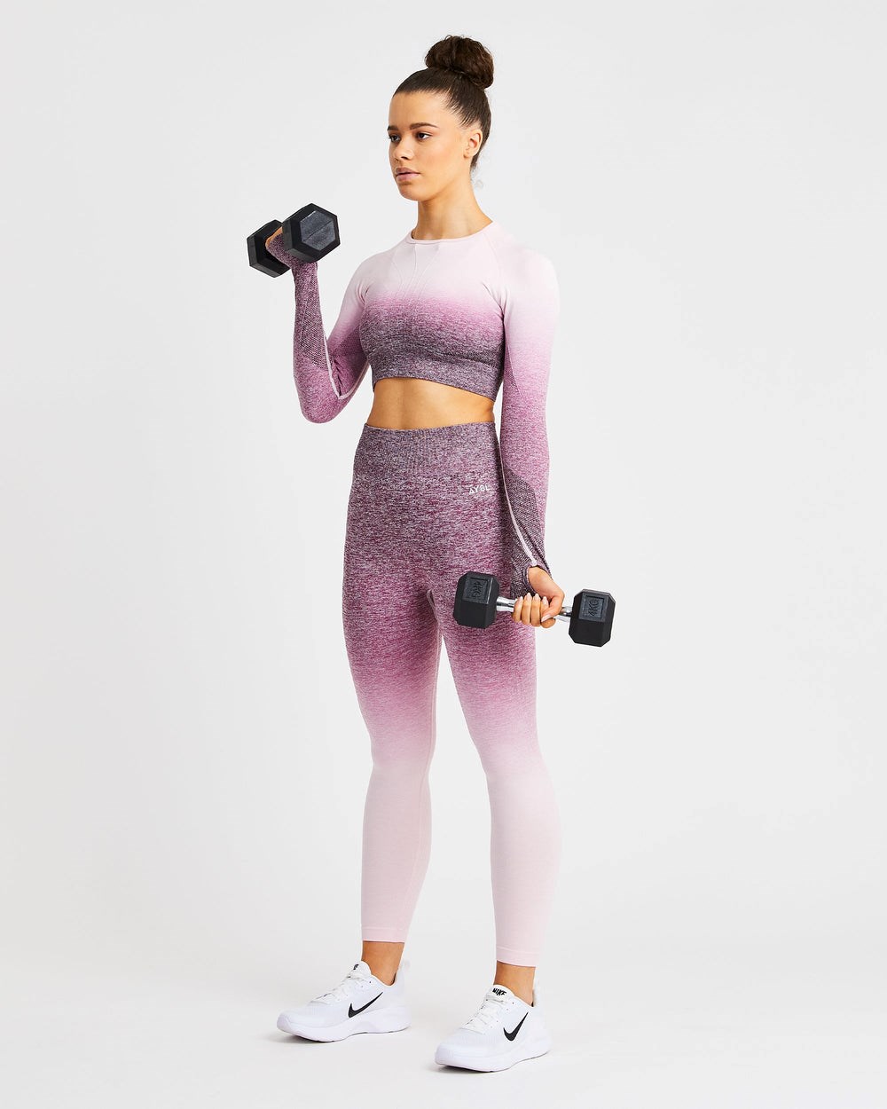 AYBL Pulse Ombré Seamless Long Sleeve Crop Top Plum | 5349601-TL