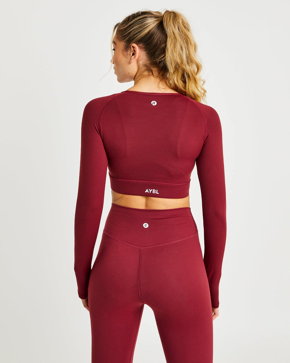 AYBL Core Long Sleeve Crop Top Mauve Wine | 1730625-XT