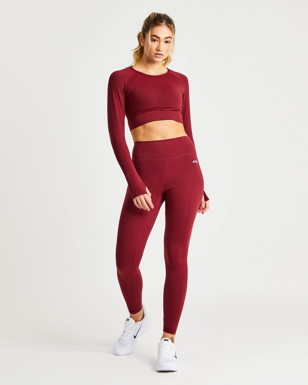 AYBL Core Long Sleeve Crop Top Mauve Wine | 1730625-XT