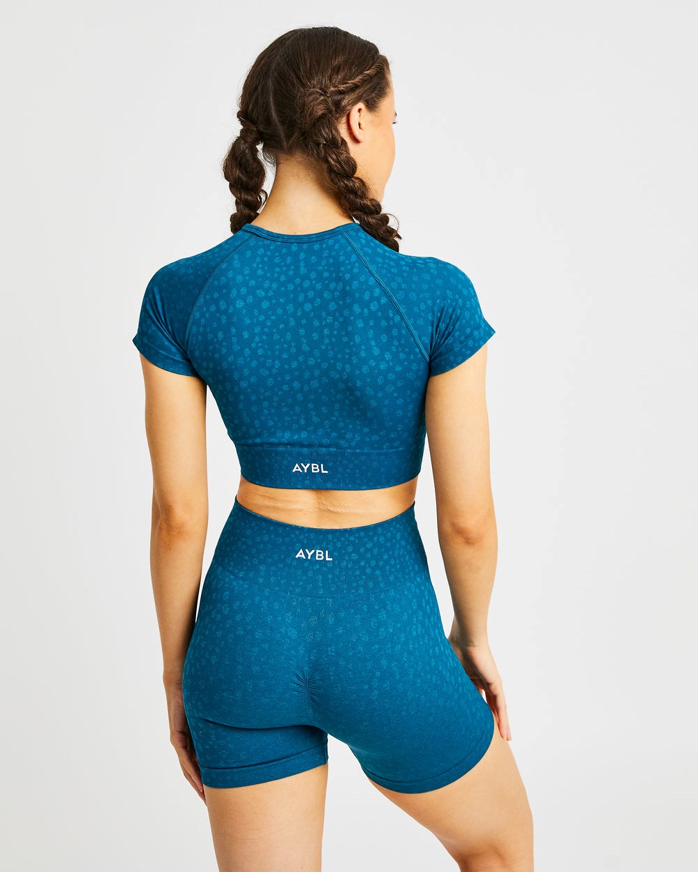 AYBL Evolve Speckle Seamless Crop Top Teal | 3684072-UY