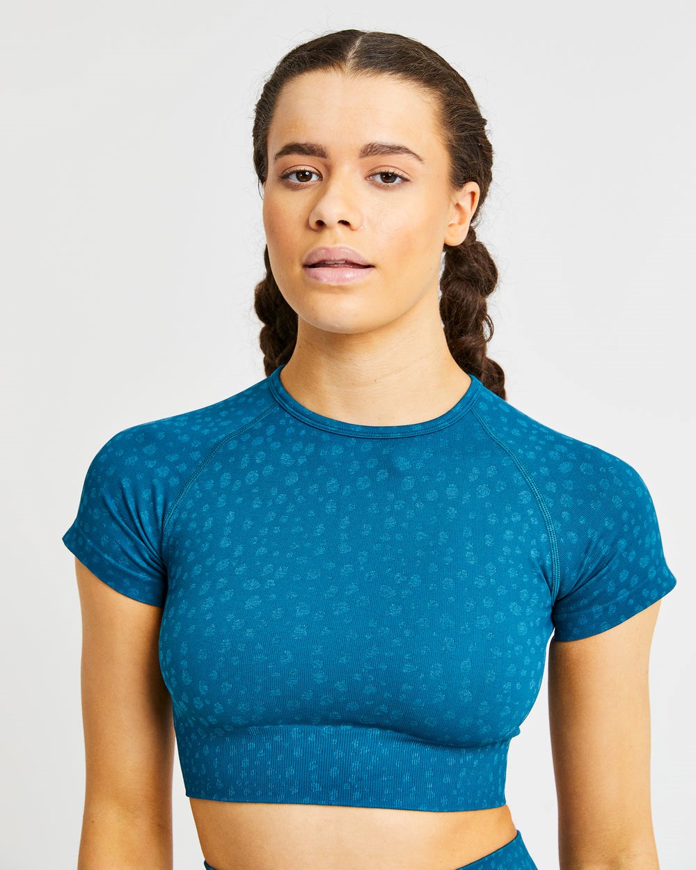 AYBL Evolve Speckle Seamless Crop Top Teal | 3684072-UY