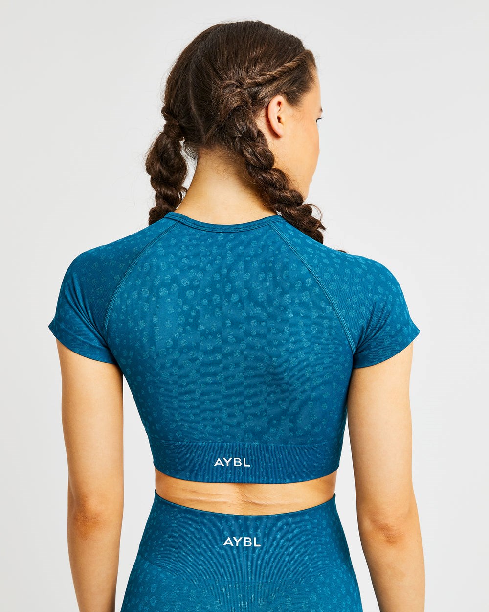 AYBL Evolve Speckle Seamless Crop Top Teal | 3684072-UY