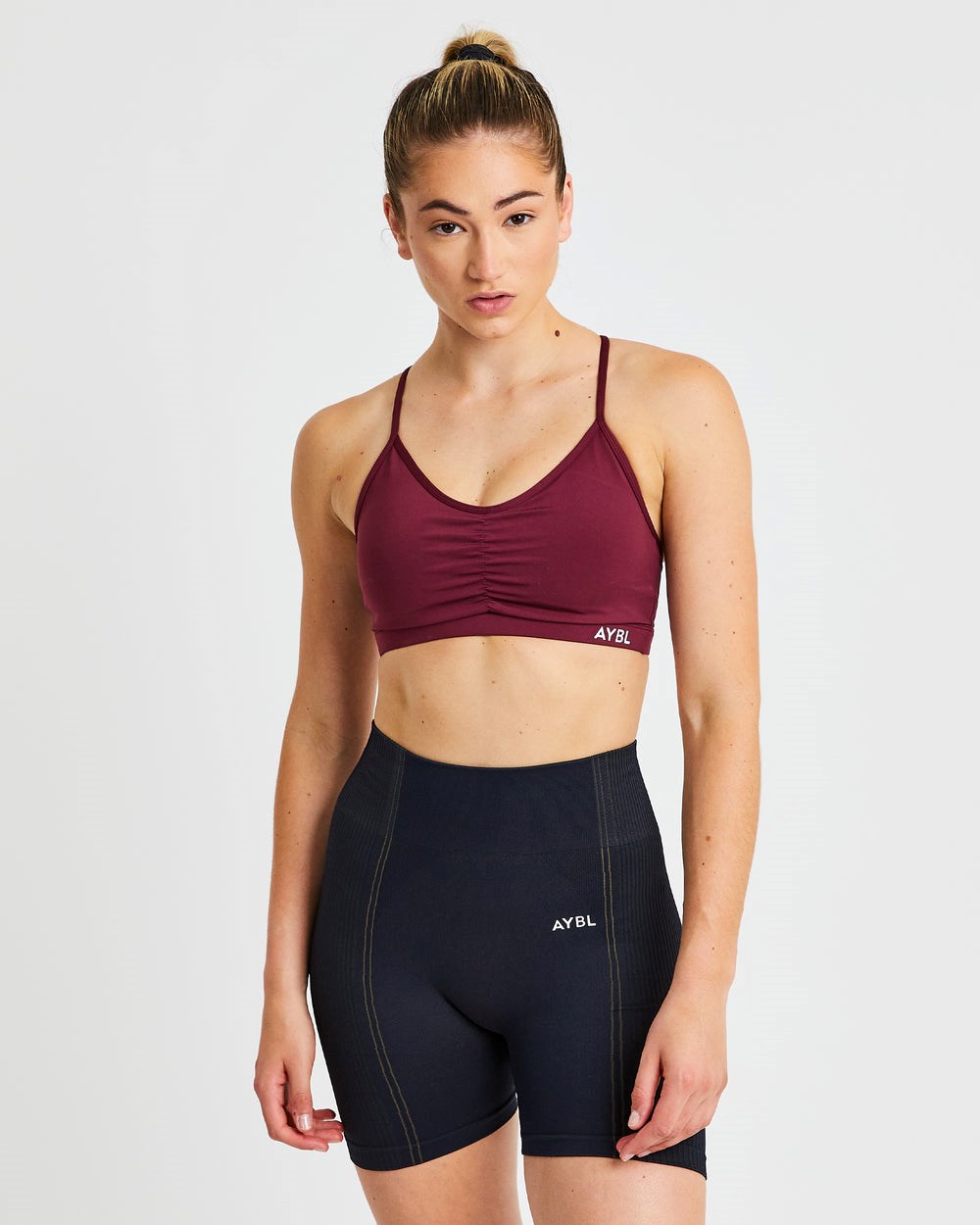 AYBL Essential Ruched Sports Bra Bordeaux | 1238504-GP