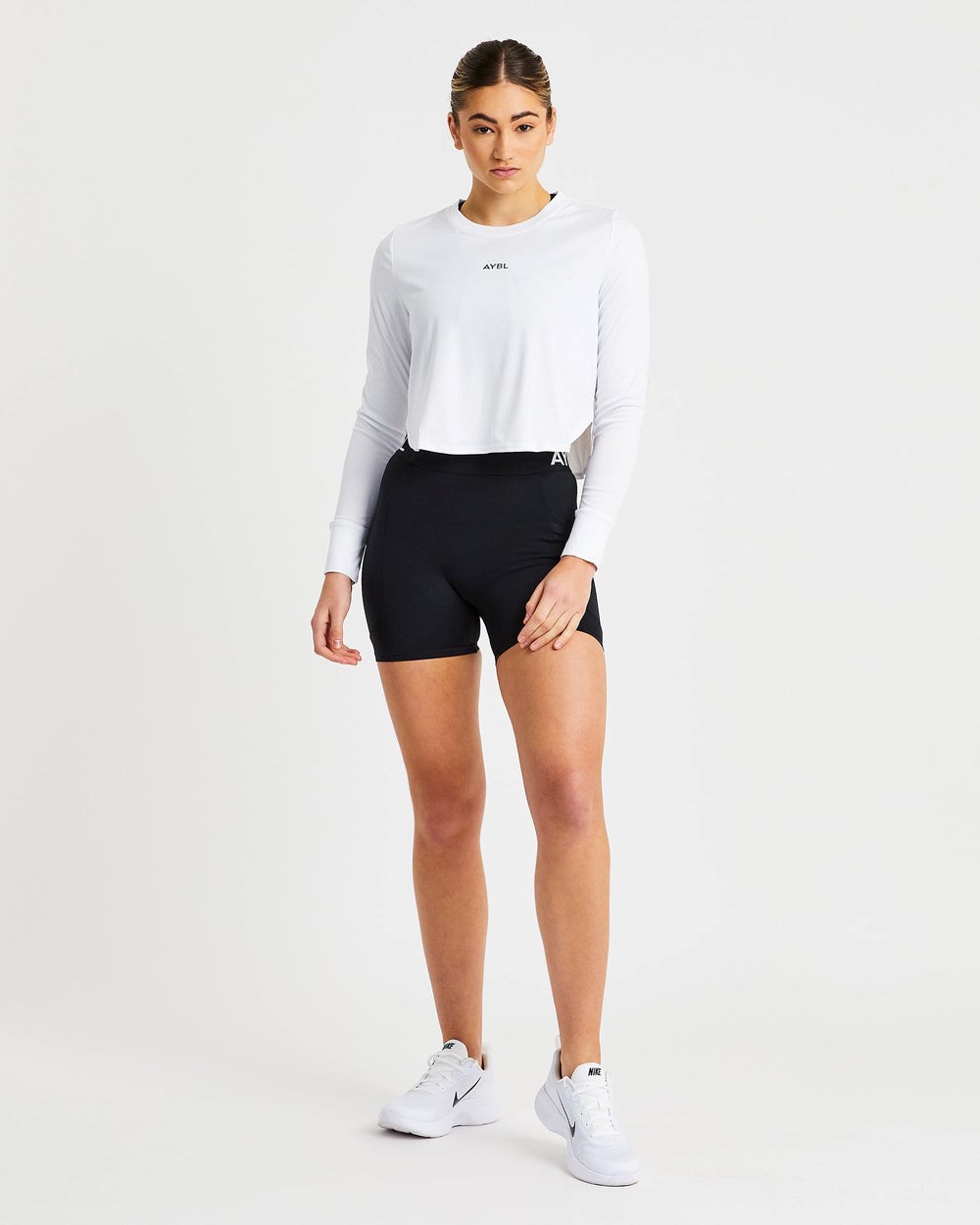 AYBL Define Long Sleeve Crop T Wit | 5892631-PS