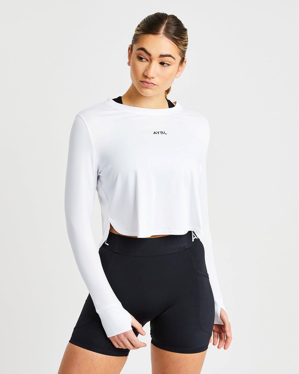 AYBL Define Long Sleeve Crop T Wit | 5892631-PS