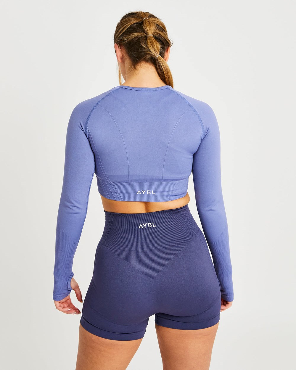 AYBL Balance V2 Seamless Long Sleeve Crop Top Blauw | 0962851-MO