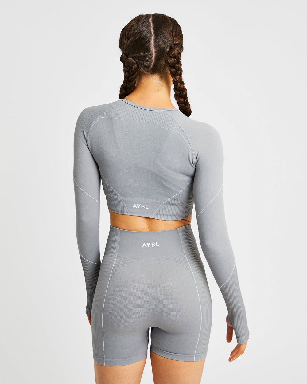 AYBL Reflex Seamless Long Sleeve Crop Top Grijs | 9612340-ZR