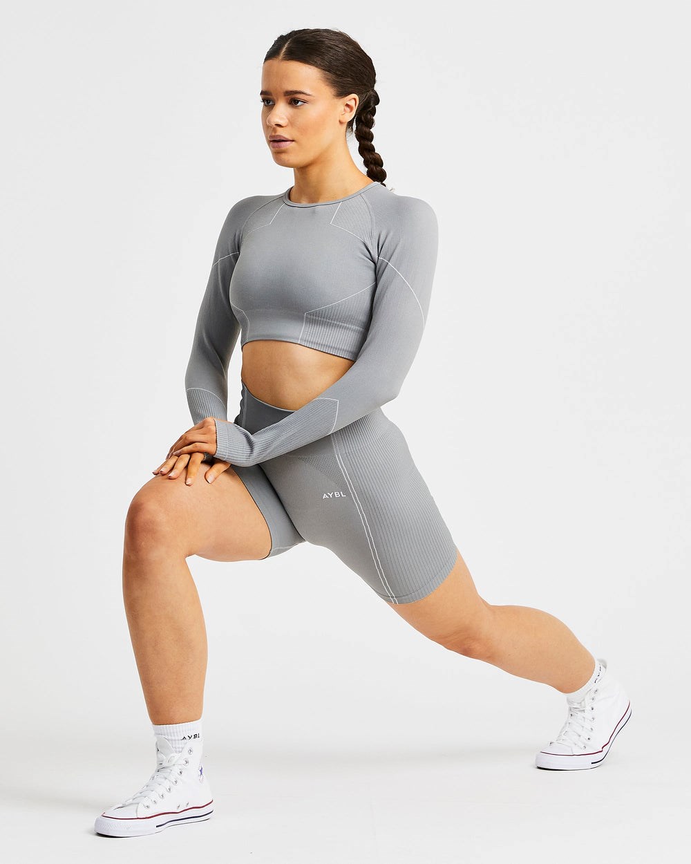 AYBL Reflex Seamless Long Sleeve Crop Top Grijs | 9612340-ZR