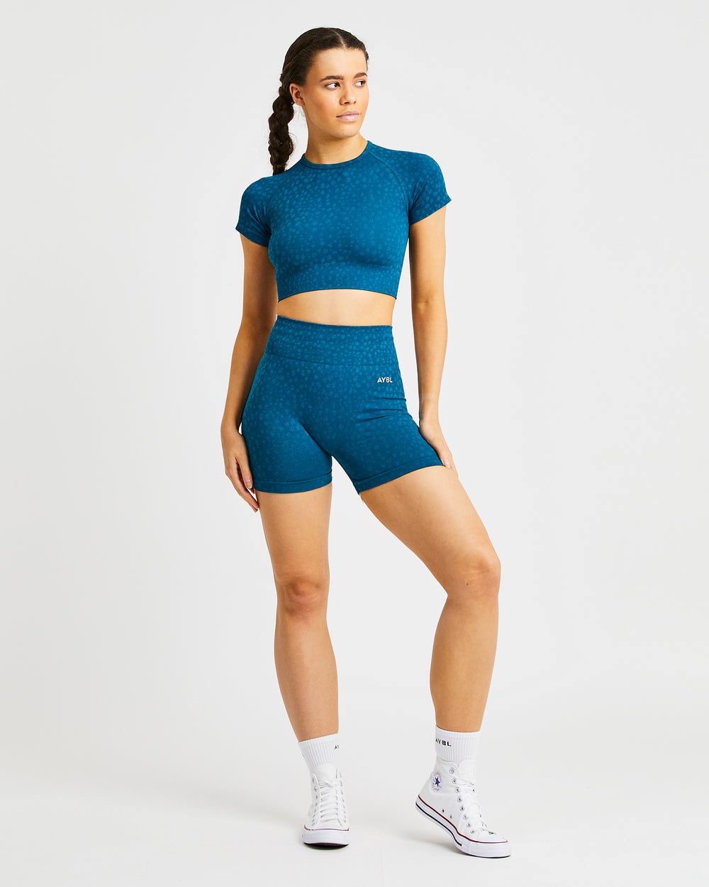 AYBL Evolve Speckle Seamless Crop Top Teal | 2864907-NH