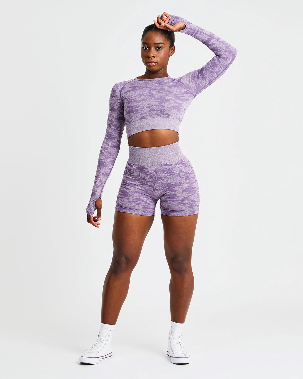 AYBL Evolve Camo Seamless Long Sleeve Crop Top Plum | 7382094-TB