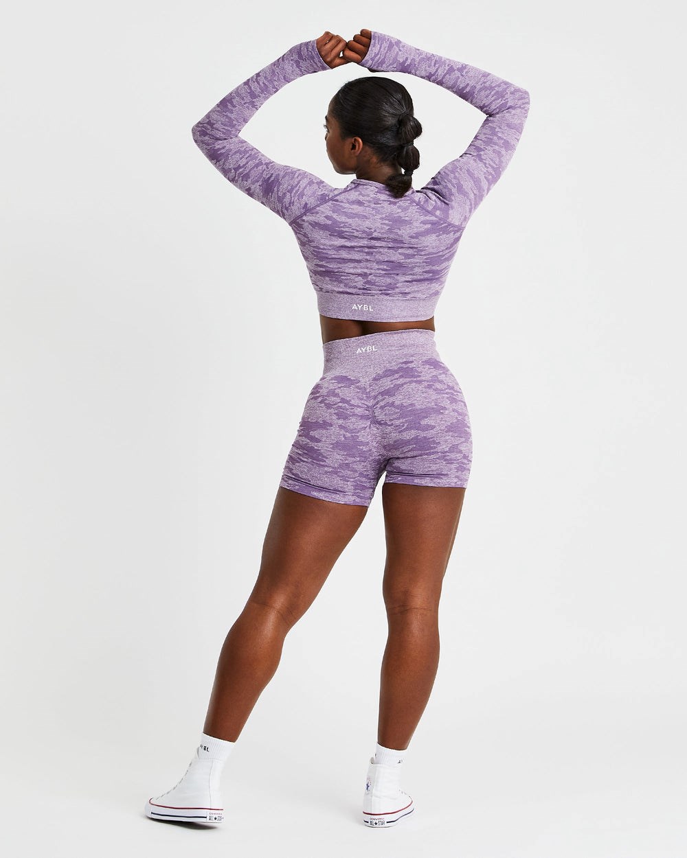 AYBL Evolve Camo Seamless Long Sleeve Crop Top Plum | 7382094-TB