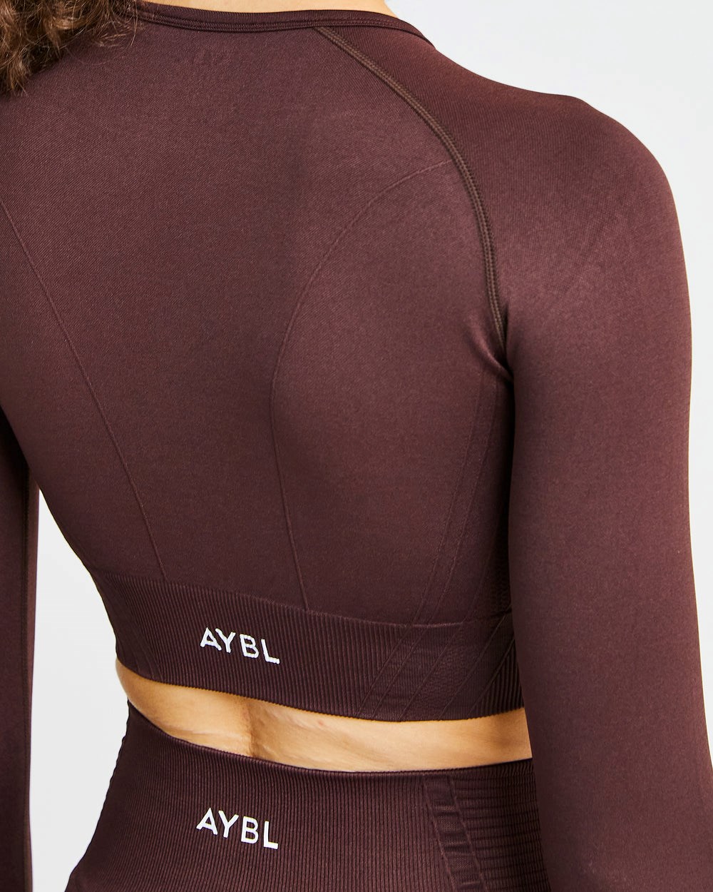 AYBL Balance V2 Seamless Long Sleeve Crop Top Chocola Bruin | 5872694-NB