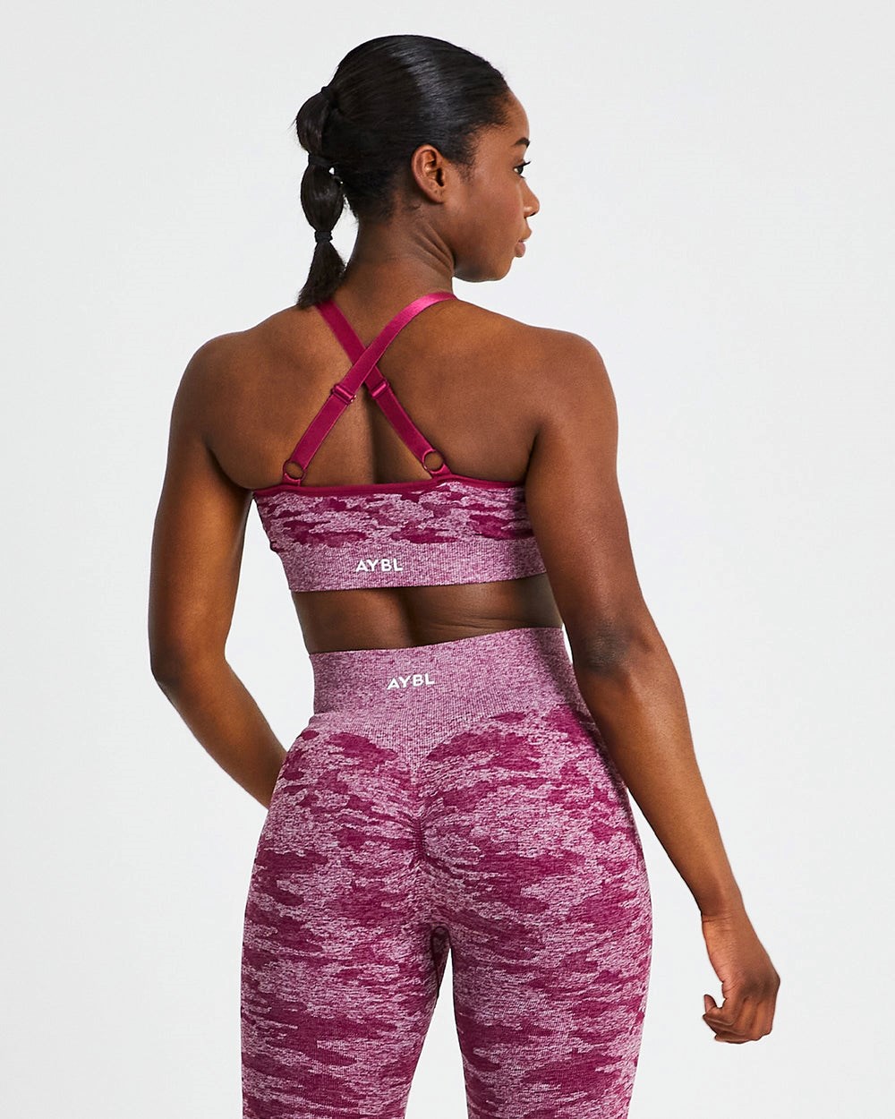 AYBL Evolve Camo Seamless Sports Bra Bordeaux | 0482593-NI