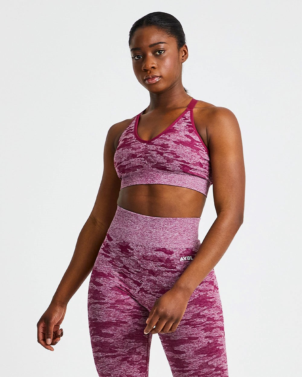 AYBL Evolve Camo Seamless Sports Bra Bordeaux | 0482593-NI